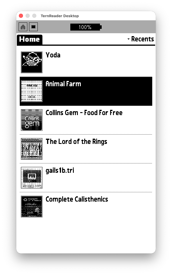 TernOS recents screen